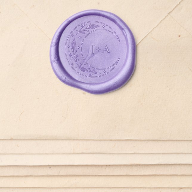 Moon Whimsical Wedding Wax Seal Sticker (Front)