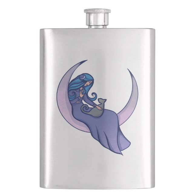 Moon Witch MoonChild Pagan Wicca Art Flask (Front)