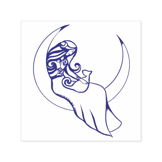 Moon Witch MoonChild Pagan Wicca Art Self-inking Stamp (Design)