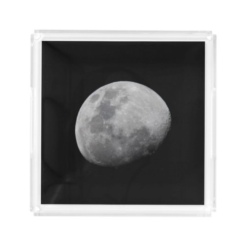 Moon with Black Sky  Zambia South Luangwa Acrylic Tray