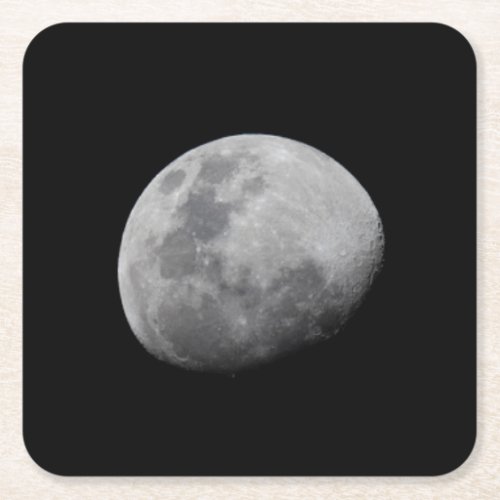 Moon with Black Sky  Zambia South Luangwa Square Paper Coaster