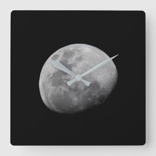 Moon with Black Sky  Zambia South Luangwa Square Wall Clock