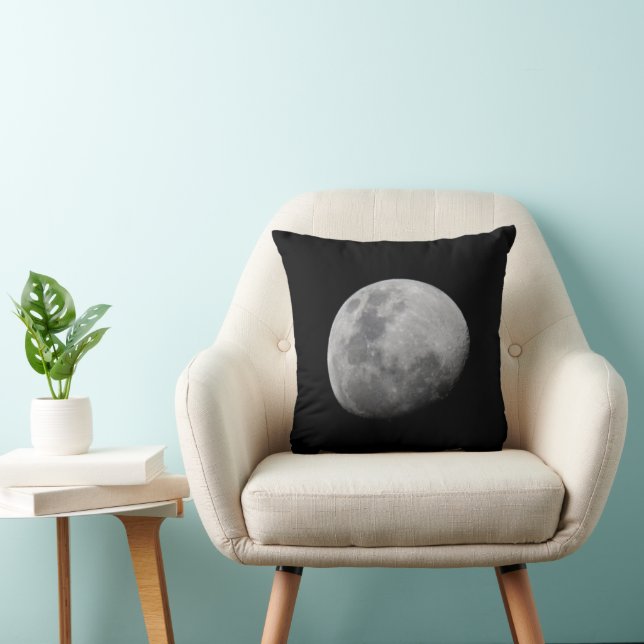 Moon with Black Sky | Zambia, South Luangwa Throw Pillow (Chair)
