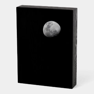 Moon with Black Sky Zambia, South Luangwa Wooden Box Sign