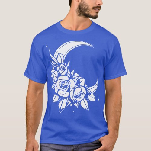moon with flowers design T_Shirt