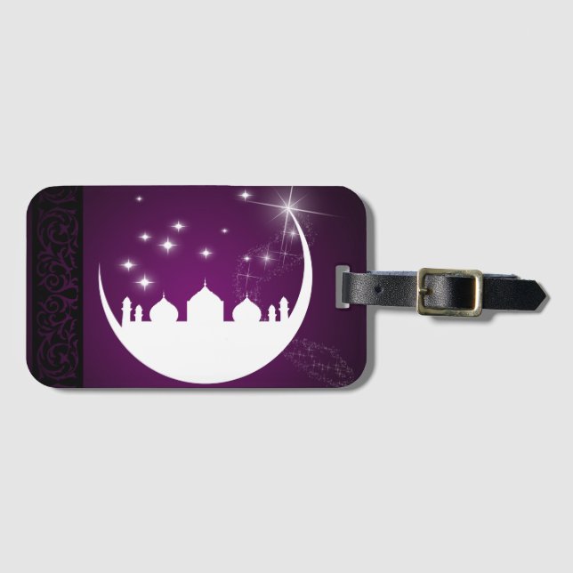 Moon with Mosque Silhouette - Luggage Tag (Front Horizontal)