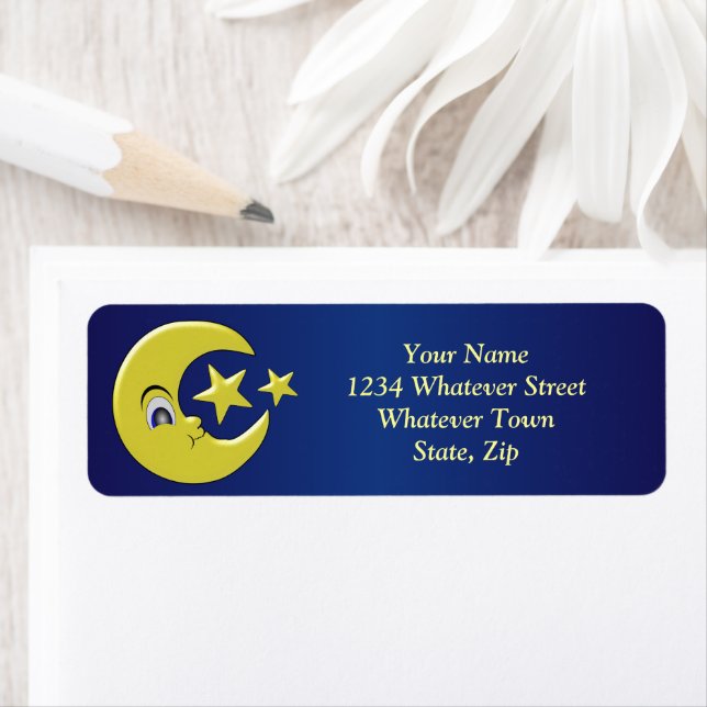 Moon With Stars Return Address Label (Insitu)