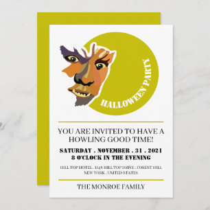 Moon Wolf, Halloween Party Invitation