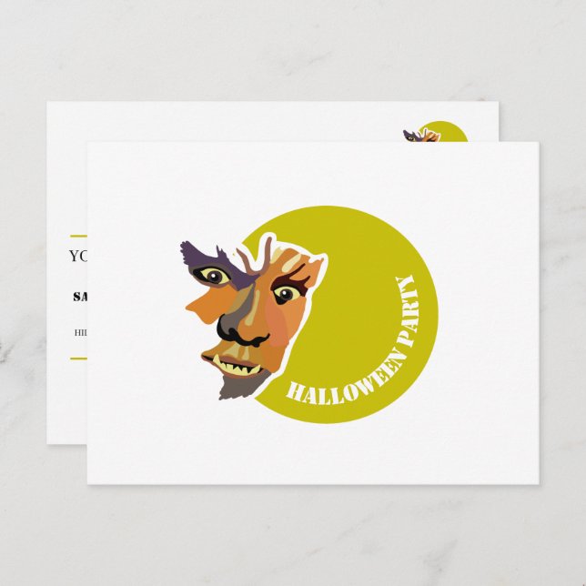 Moon Wolf, Halloween Party Invitation (Front/Back)