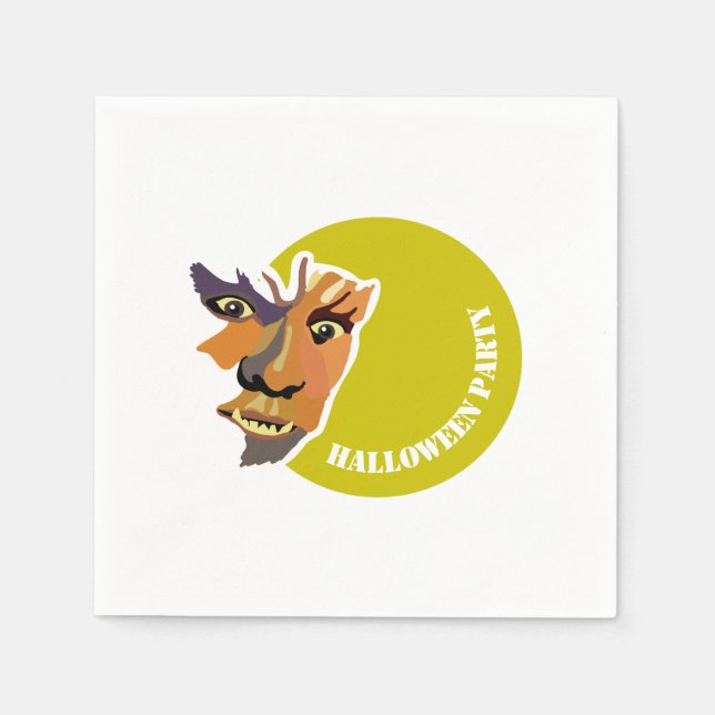 Moon Wolf, Halloween Party Napkins (Front)