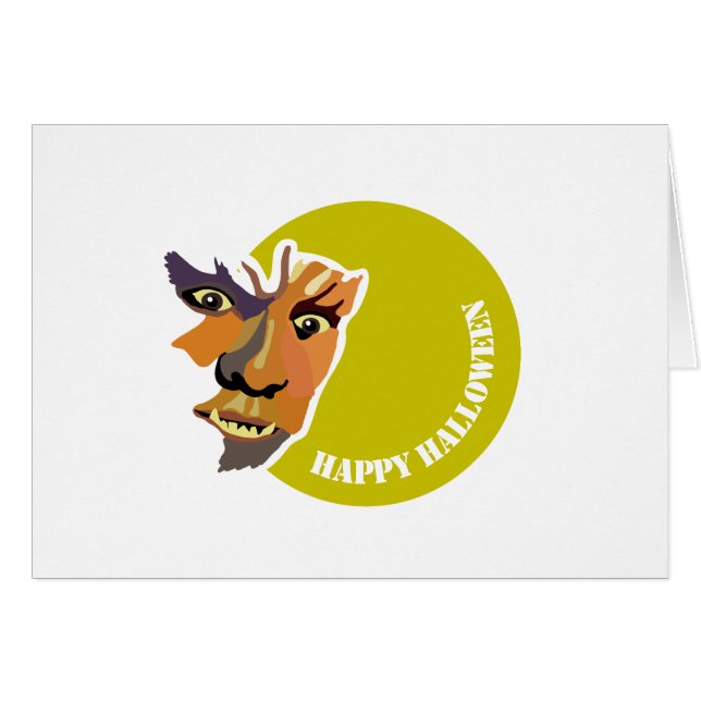 Moon Wolf, Happy Halloween Cards (Front Horizontal)