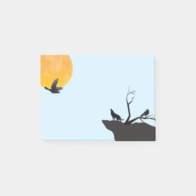 Moon Wolf Raven Post-it Notes (Front)