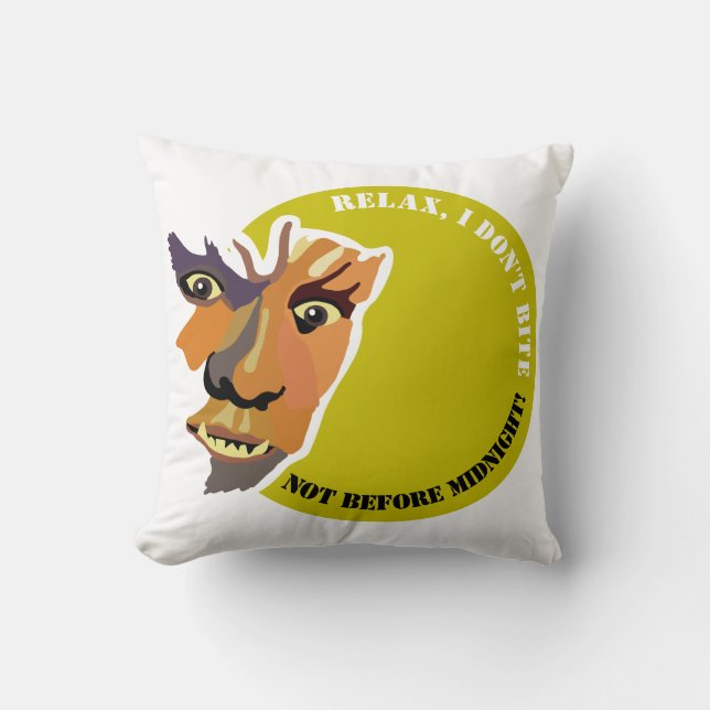 Moon Wolf, Relax, I Don't Bite Throw Pillow (Front)
