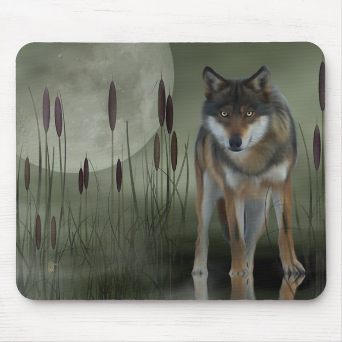 Moon Wolf   Wolf, Animals Mouse Mat