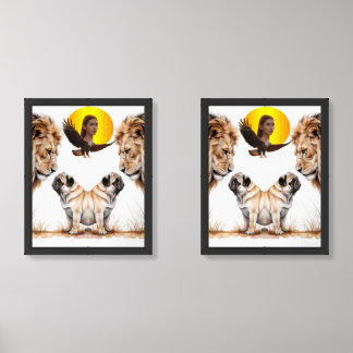 moon women lion dog wall art sets