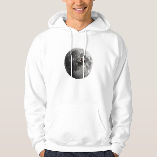 Moon Worm Surreal Full Moon Space Art Hoodie (Front)