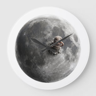 Moon Worm Surreal Full Moon Space Art Large Clock