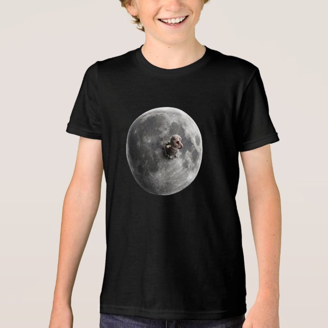 Moon Worm Surreal Full Moon Space Art Tri-Blend Shirt (Front)