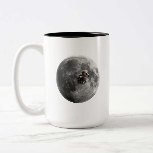 Moon Worm Surreal Full Moon Space Art Two-Tone Coffee Mug (Left)