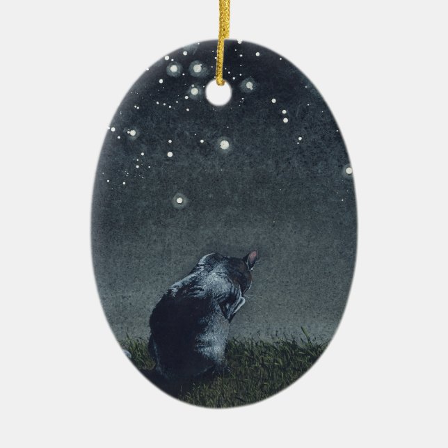 "Moonbathing" Ceramic Ornament (Front)