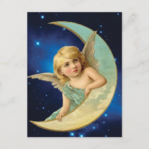 Moonbeam _ Angel and Moon Collage Postcard