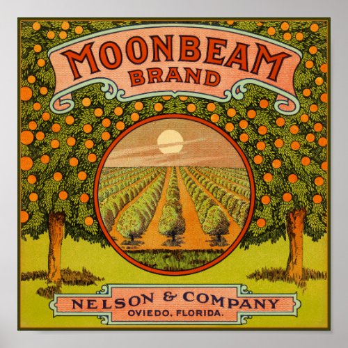 Moonbeam Oranges packing label  Poster