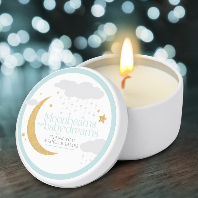 Moonbeams and baby dreams baby shower blue mini candle favors (Creator Uploaded)