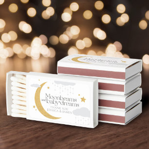 Moonbeams and baby dreams baby shower gray gold matchboxes