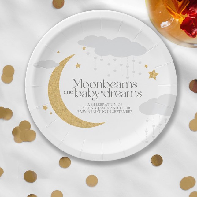 Moonbeams and baby dreams baby shower  paper plates (Creator Uploaded)