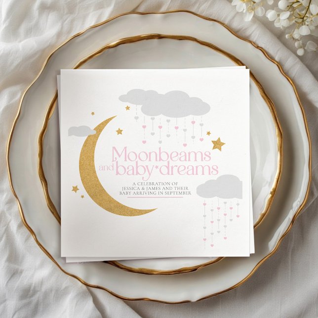 Moonbeams and baby dreams baby shower pink napkins (Creator Uploaded)
