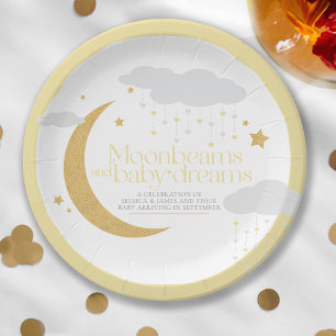 Moonbeams and baby dreams baby shower yellow paper plates