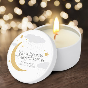 Moonbeams and baby dreams gray gold star and moon mini candle favors