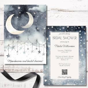 Moonbeams and Stars QR Code Bridal Shower Invitation