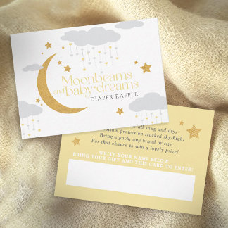 Moonbeams baby shower diaper raffle gray yellow enclosure card