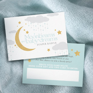 Moonbeams blue boy baby shower diaper raffle enclosure card