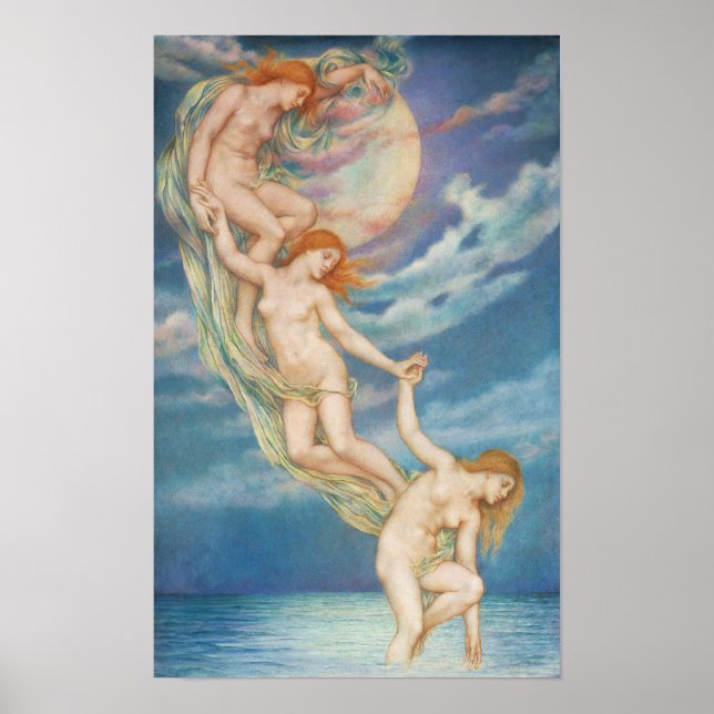 Moonbeams Dipping into the Sea | Evelyn De Morgan Poster (Front)