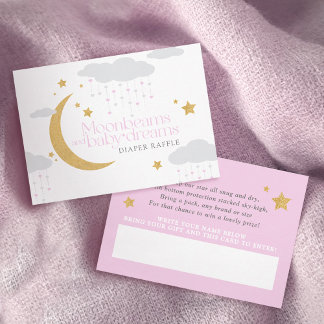 Moonbeams pink baby shower diaper raffle enclosure card
