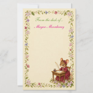 Moonberry Hollow Whimsical Floral Berry Border Sta Stationery