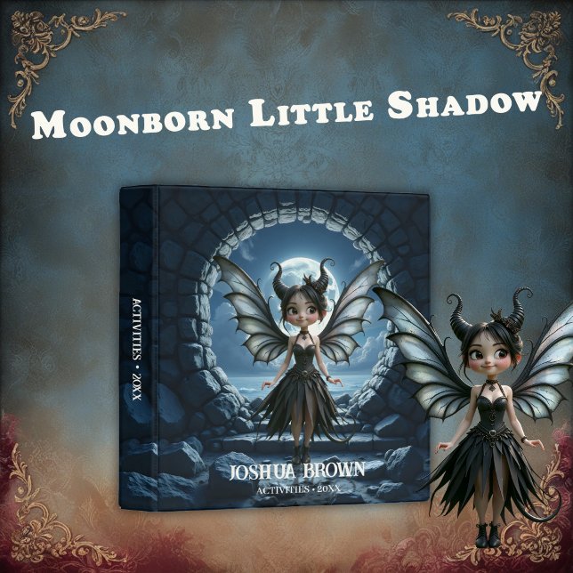Moonborn Little Shadow, the Cute Gothic Fairy  3 Ring Binder (Creator Uploaded)