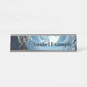 Moonborn Little Shadow, the Cute Gothic Fairy Desk Name Plate