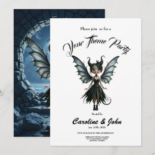 Moonborn Little Shadow, the Cute Gothic Fairy  Invitation