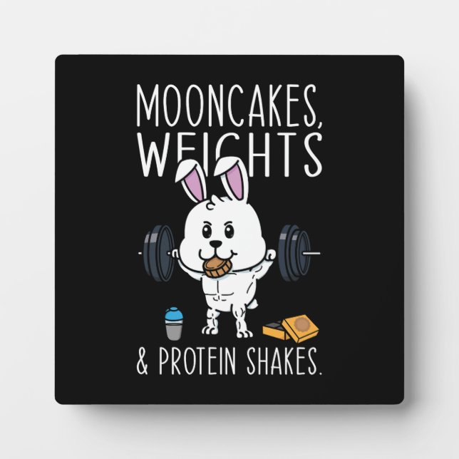 Mooncakes, Weights and Protein Shakes, Funny Gym Plaque (Front)