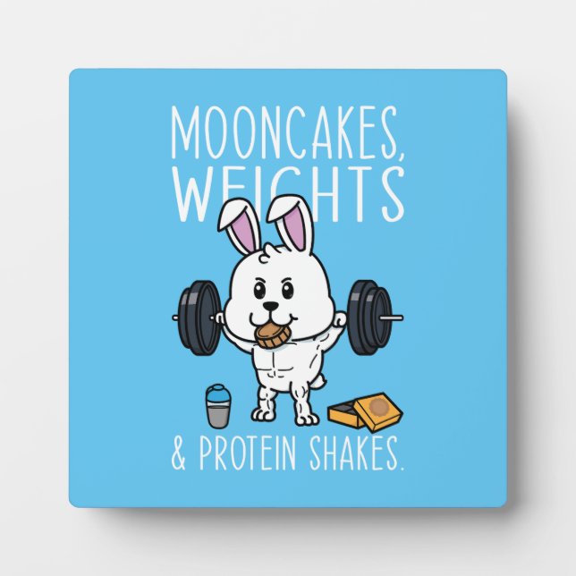 Mooncakes, Weights and Protein Shakes, Funny Gym Plaque (Front)