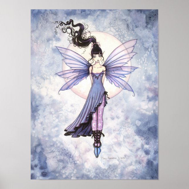 Moondance Fairy Fantasy Watercolor Art Poster (Front)
