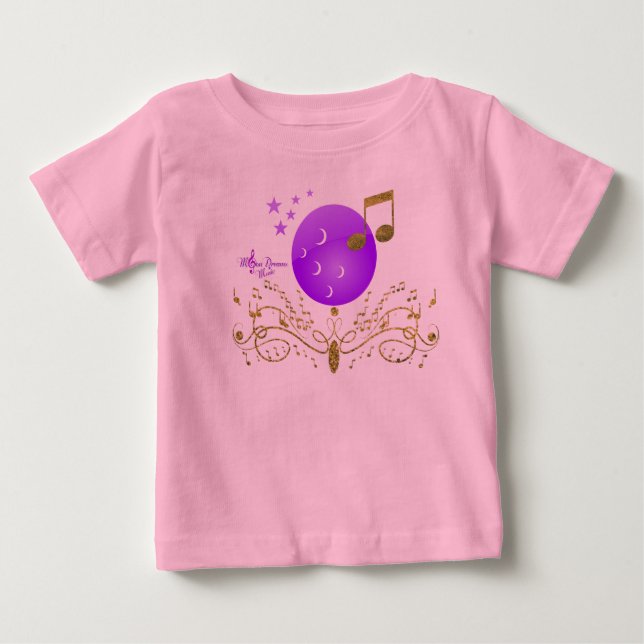 MoonDreams GoldGlitter Music Toddler PinkRuffleTee Baby T-Shirt (Front)