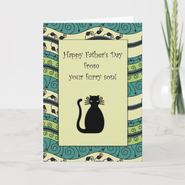 .::MoonDreams::. Happy Father's Day Black Cat Card (Front)