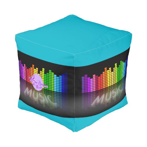 MoonDreams Music Equalizer Cube Pouf Turquoise