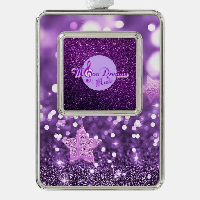 MoonDreams Music Logo Purple Faux Glitter & Bling Christmas Ornament (Front)