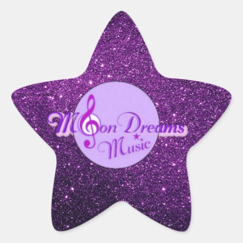MoonDreams Music Logo Purple Faux Glitter Star Sticker
