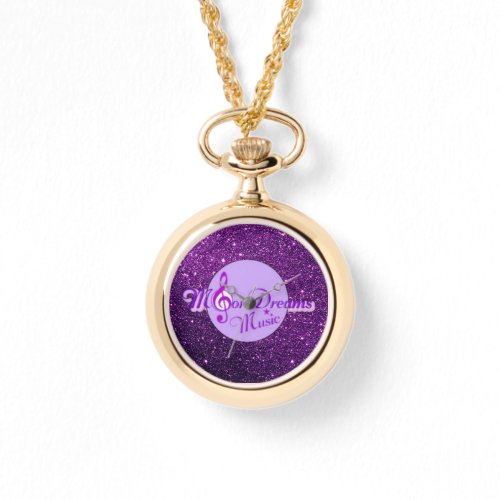 MoonDreams Music Logo Purple Faux Glitter Watch